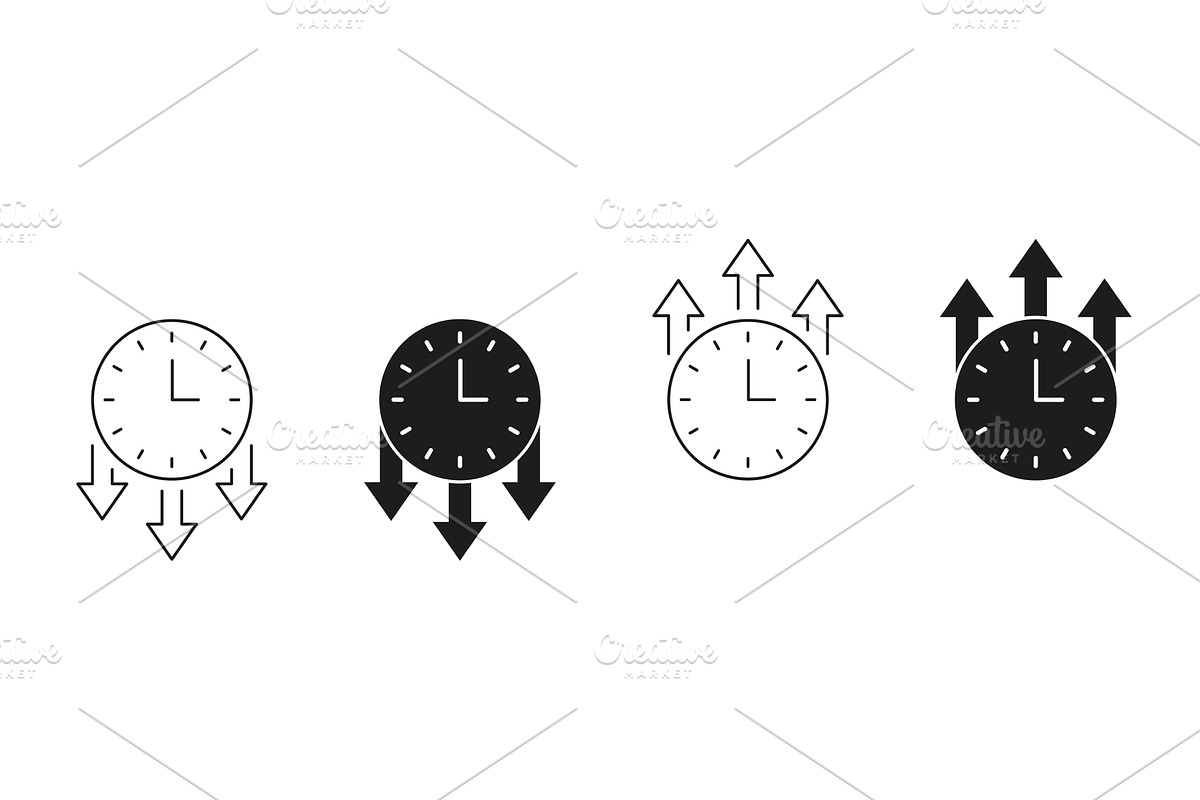 Clock With Arrows Icons, an Object Illustration by Gentle Studio