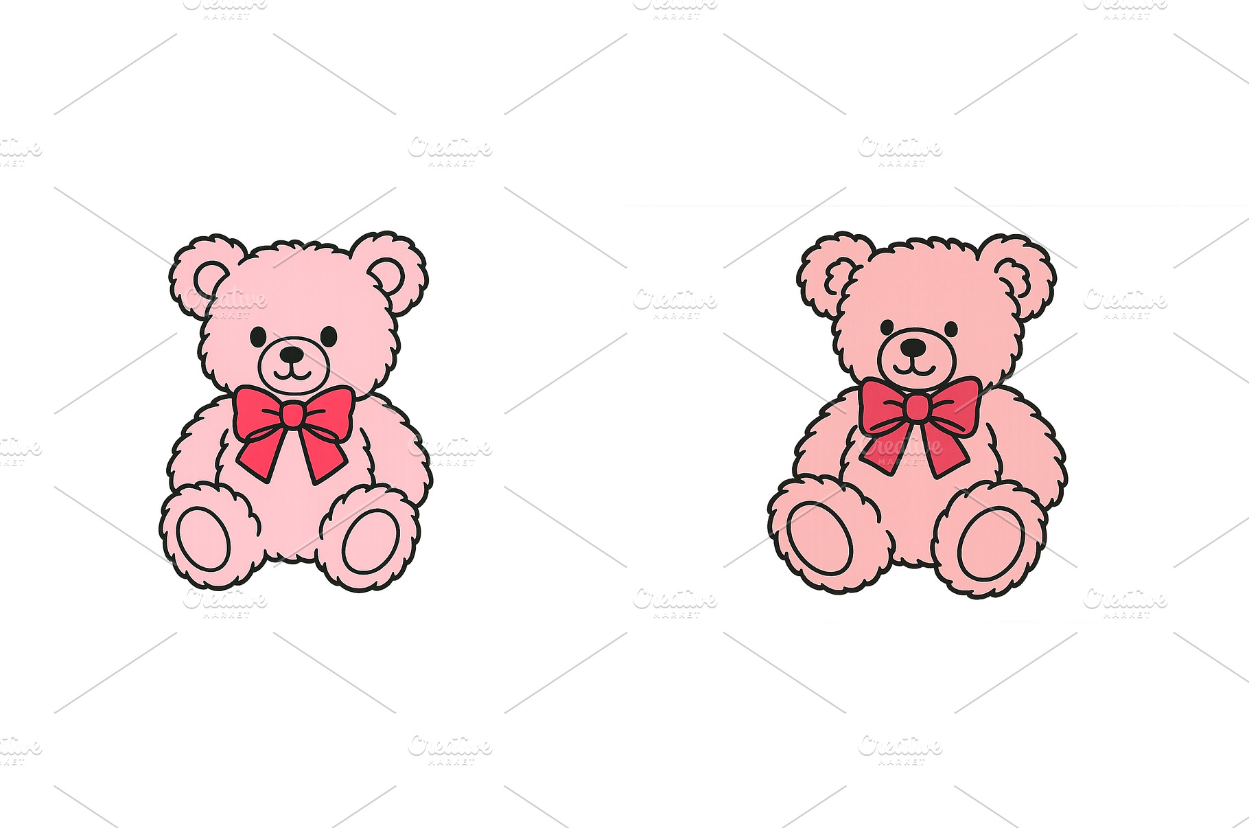 Cute pink teddy bears with bows, an Animal Photo by ZinetroN