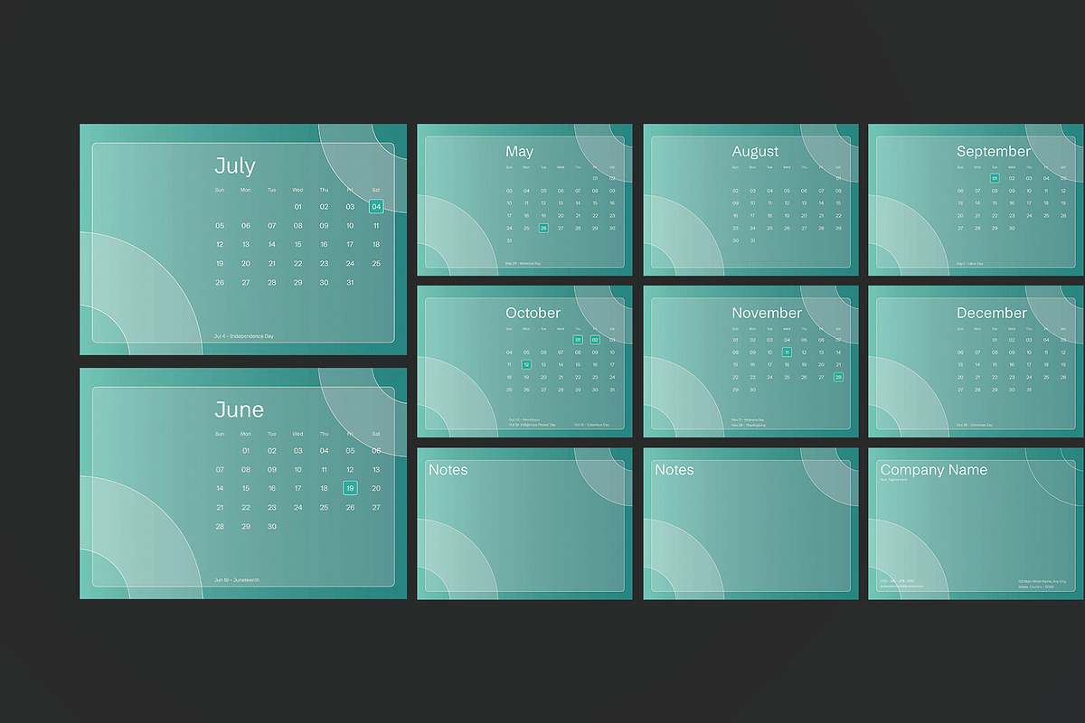 Minimal Green Calendar preview 4