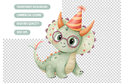 Cute Birthday Dino Clipart Set, an Illustration by TatiMockup (Thumbnail 6 of 6)