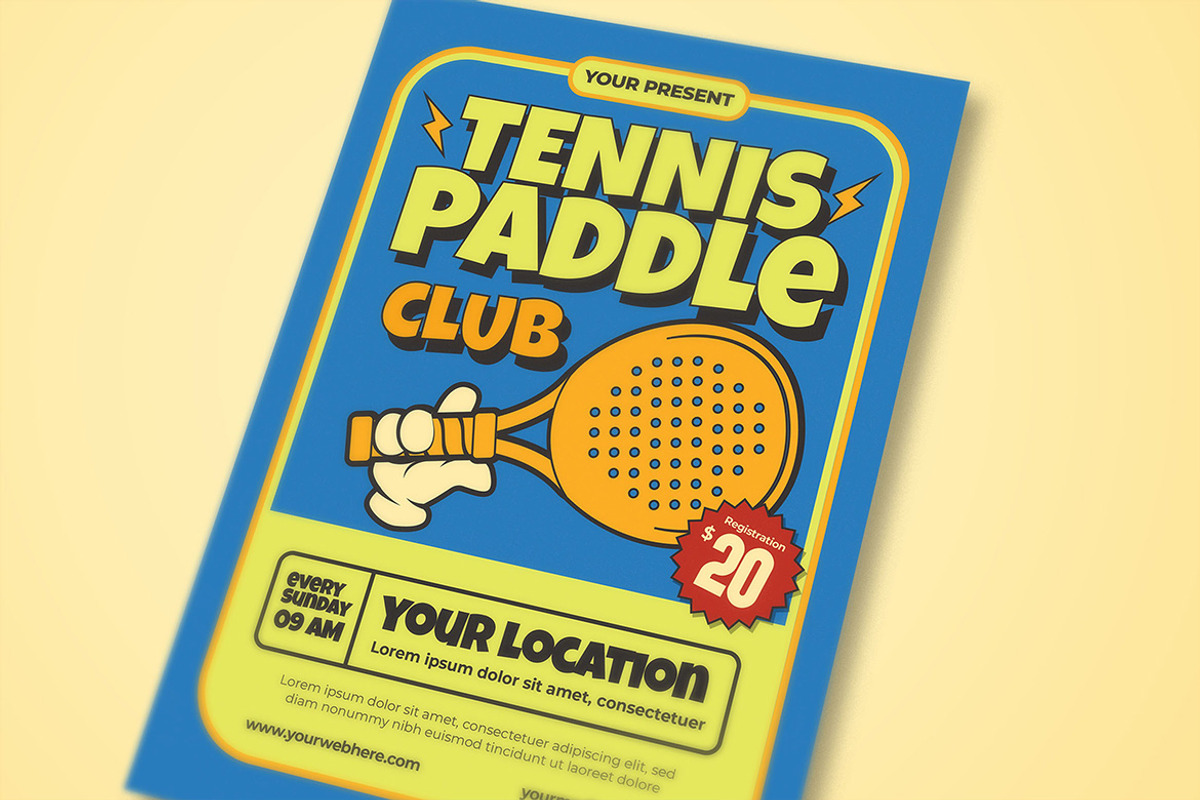 Blue CartoonTennis Paddle Club Flyer, a Flyer Template by megarez (Photo 3 of 3)