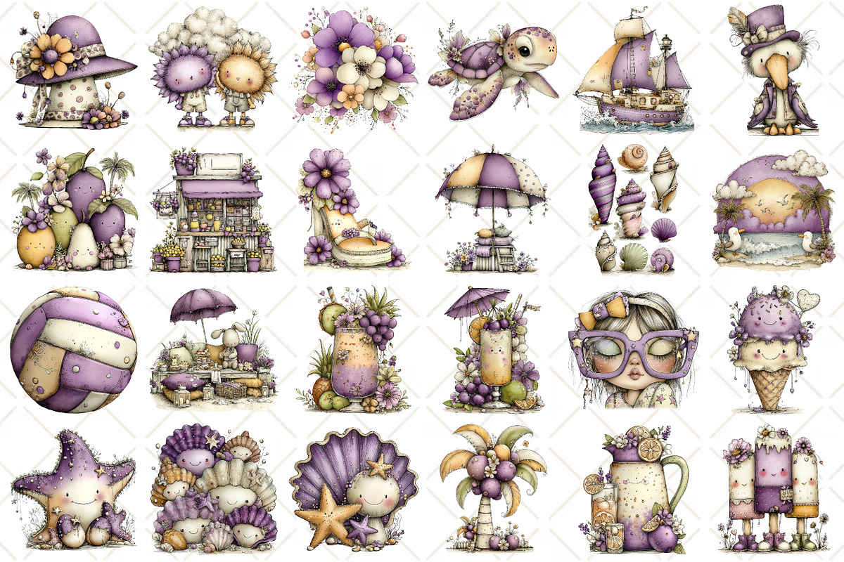 Whimsical Summer Clipart, an Illustration by Black Bird Studio (Photo 1 of 4)
