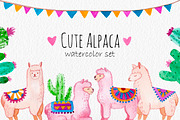 Alpaca Animal. Watercolor Cactus, an Object Graphic by Slastick (Thumbnail 1 of 6)