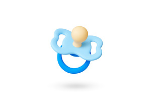 Baby boy pacifier 3d icon. Isolated, an Illustration by Valerie Bodnar