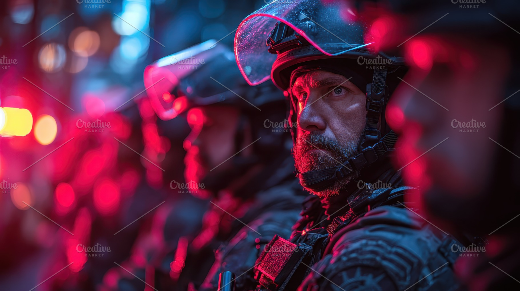 SWAT officer night operation urban s, a Photo by Pixeness Studio