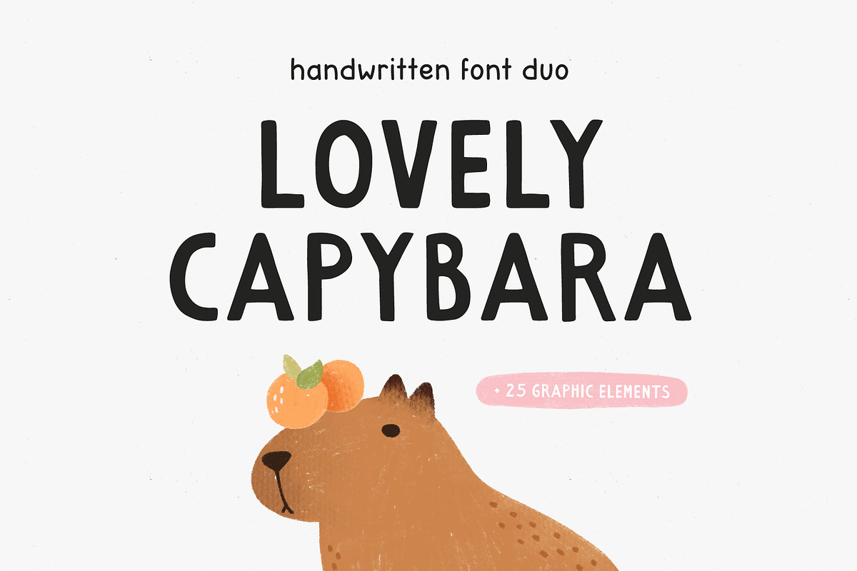 Lovely Capybara | Handwritten font, a Handwritten Font by JuliaVolkova (Photo 1 of 9)