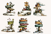 Whimsical Wooden Signpost Clipart, a Seasonal Illustration by Designworld (Thumbnail 7 of 11)