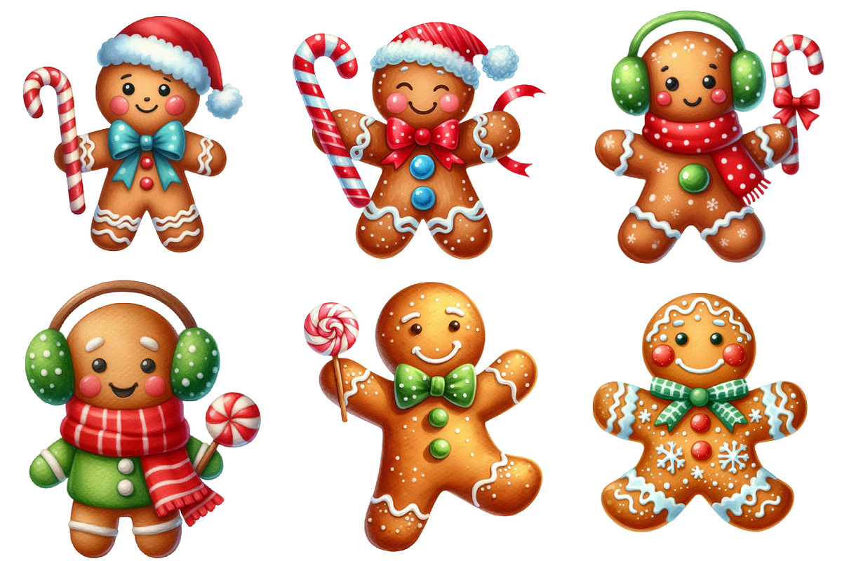 Watercolor Gingerbread Man Clipart, an Illustration by Designworld (Photo 4 of 6)