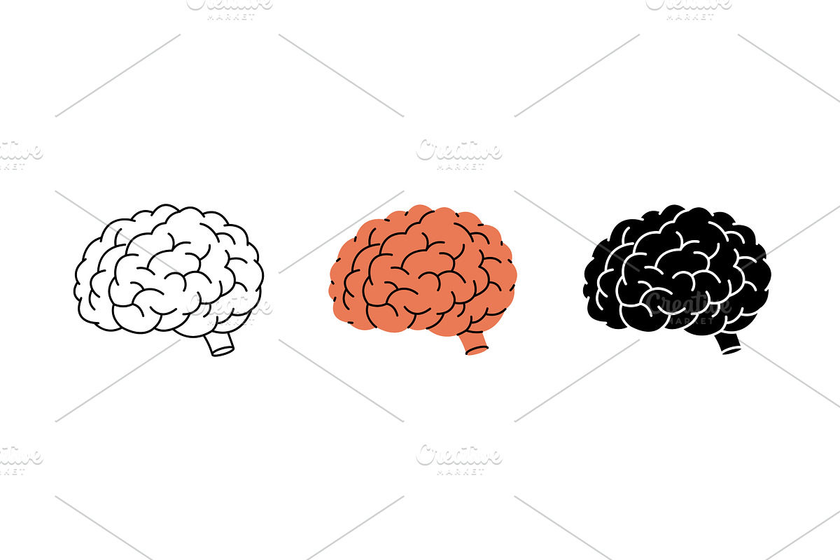 Brain icon set. Human internal organ, a Healthcare Illustration by GraphiShop