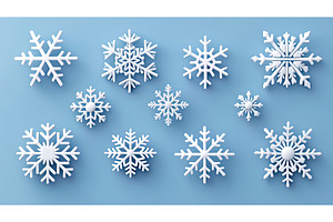 Snowflake collection on blue, an Object Illustration by Lermont51