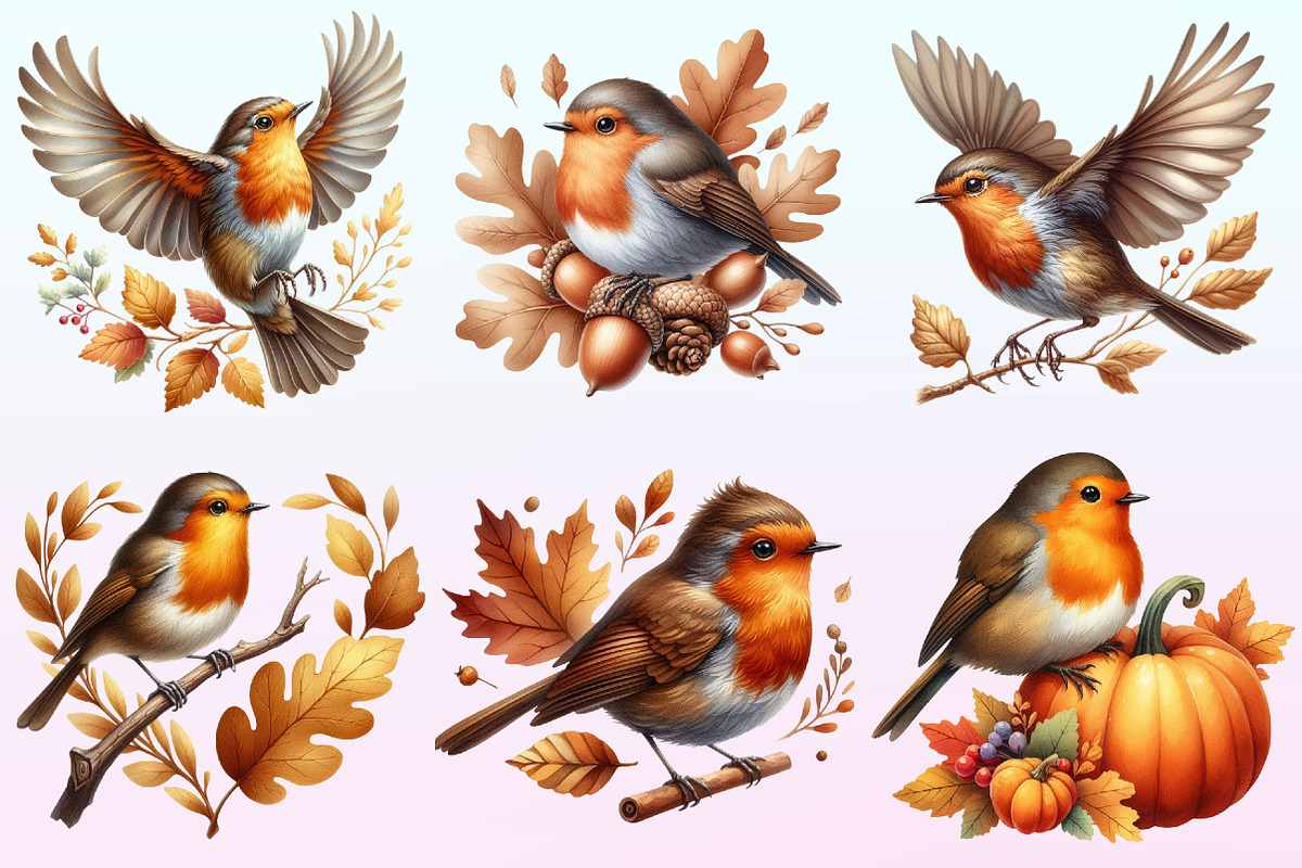 Autumn Robin Bird Clipart., a Graphic by CitraGraphics (Photo 2 of 4)