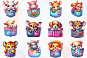 Peeking Cute Animals Pocket Clipart, an Illustration by RobertsArt (Thumbnail 6 of 7)