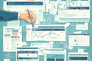 Team collaboration on web design projects with document analysis on blue backgr, a Photo by AS photostudio