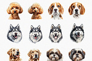 Watercolor Puppy Clipart Set (PNG), an Animal Illustration by DesignBTF (Thumbnail 2 of 4)