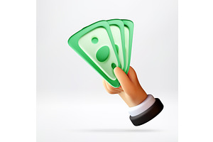 Hand holding green paper money, a Finance Illustration by Abscent