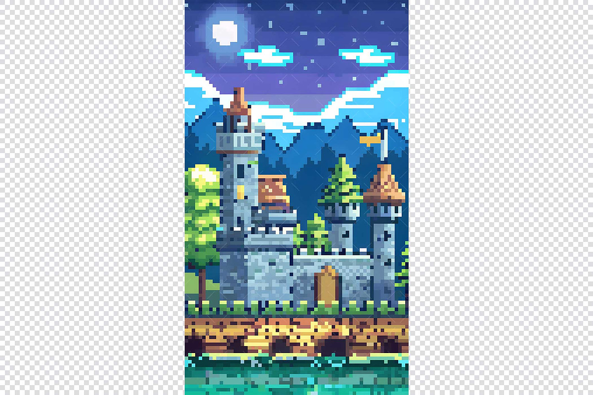 Castle Pixel Art Background, a Background Graphic by minhm2m (Photo 10 of 12)