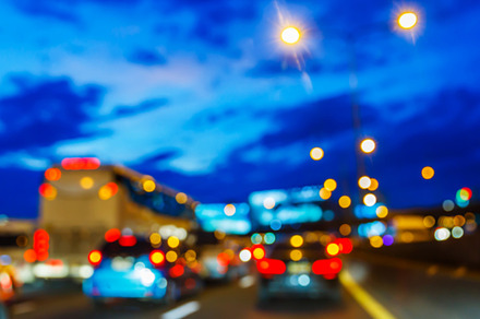 Blurred traffic jam featuring abstract, background, and billboard, a Transportation Photo by Smith Chetanachan