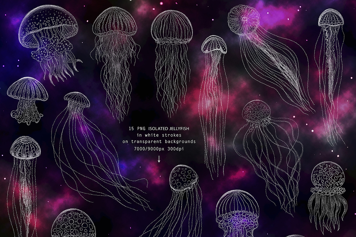 Jellyfish in the Galaxy Abstract set, a Texture Illustration by white angel arts (Photo 12 of 16)