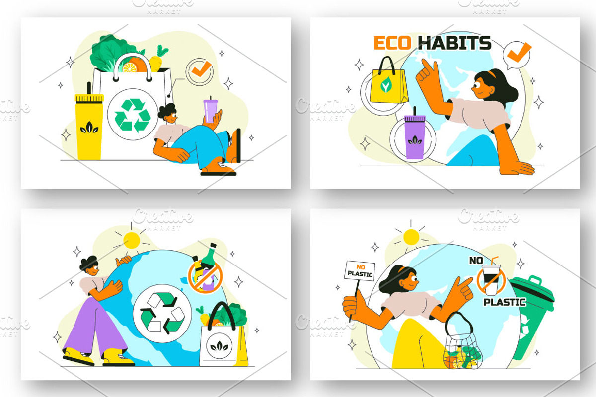 10 Eco Habit Illustration, a Person Illustration by denayunebgt (Photo 3 of 4)