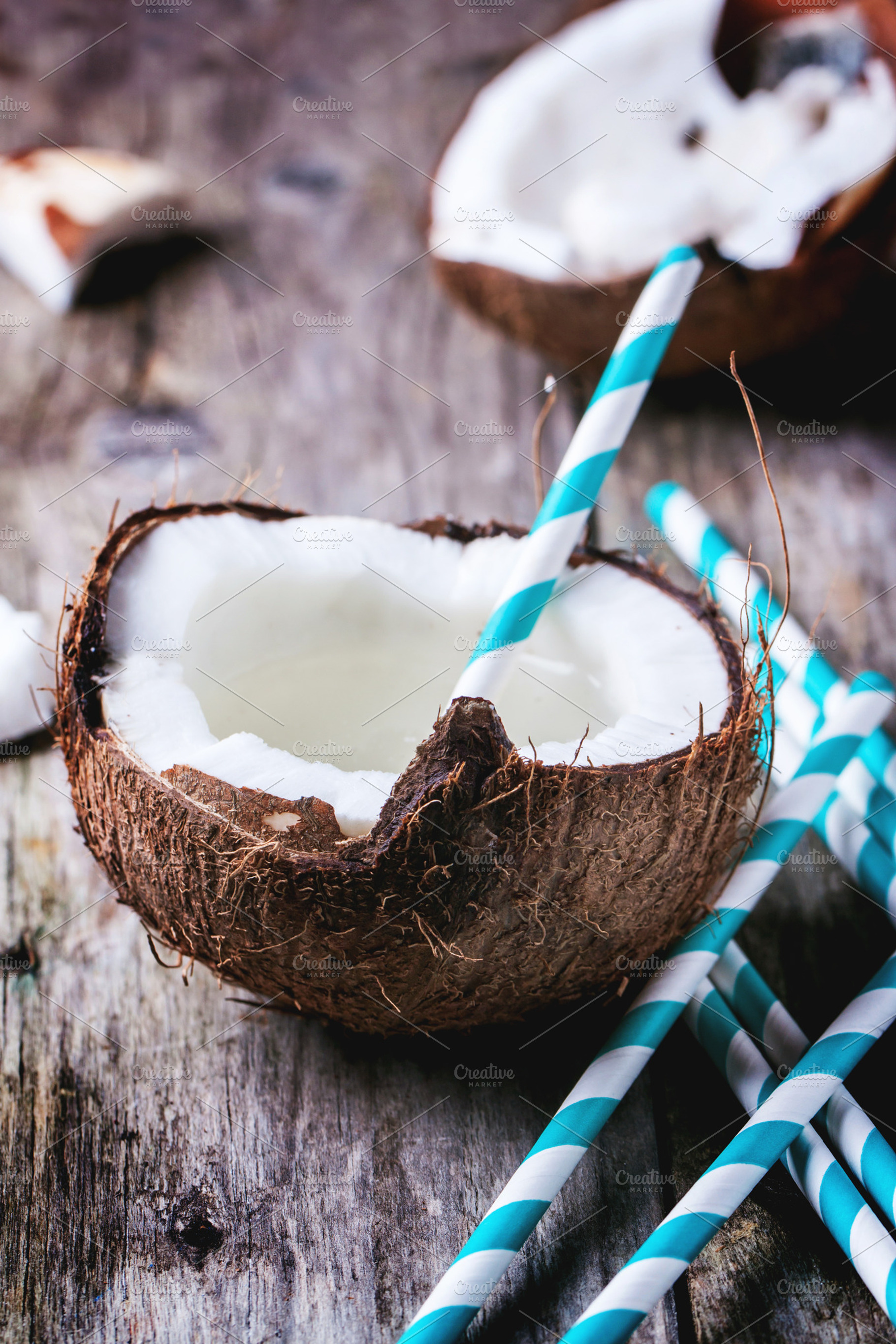 Broken coconut featuring coconut, white, and coco