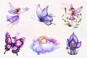 Watercolor Magical Garden Purple Fai, an Illustration by CreationArt (Thumbnail 9 of 9)
