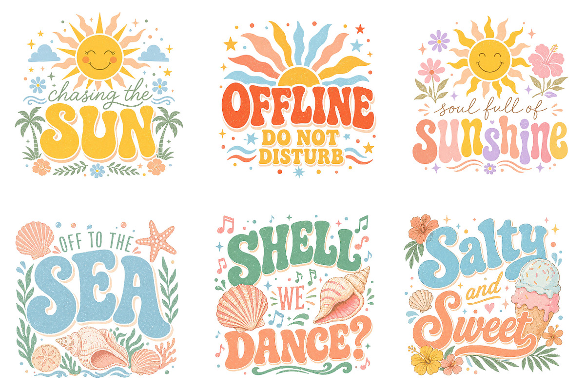 Boho Retro Summer Beach PNG Bundle, an Illustration by Dream Creation (Photo 4 of 6)