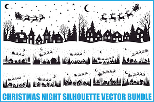 Christmas Night Silhouette Set, an Illustration by BIPLOB EXPERT
