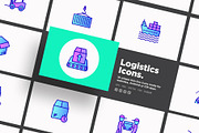 Logistics | 16 Thin Line Icons Set, an Outline Icon by Alex Blogoodf (Thumbnail 1 of 12)