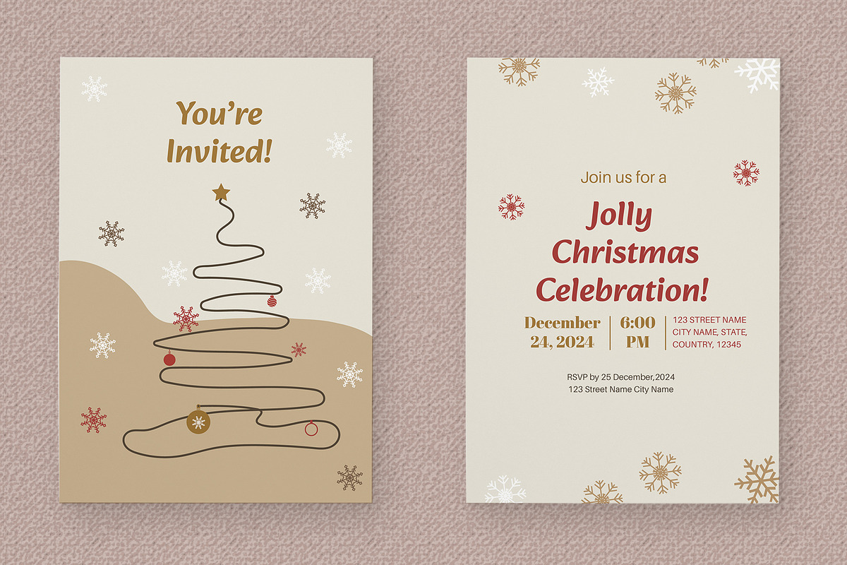 Christmas Invitation Card, a Stationery Template by MightyDesign (Photo 1 of 6)