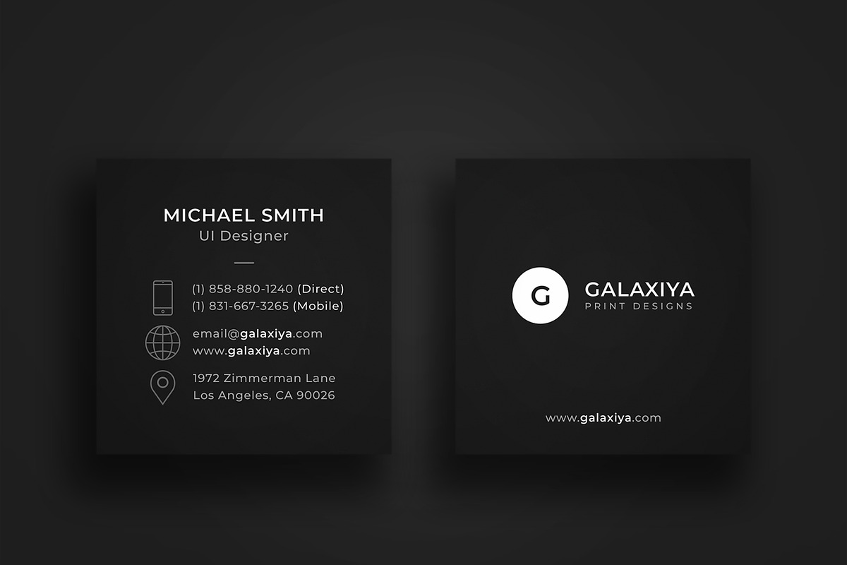 Square Business Card Mock-ups, a Print Template by Galaxiya (Photo 2 of 4)