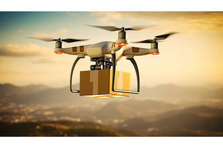 delivery drone with package ai, a Transportation Photo by pikepicture