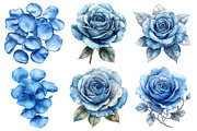 Baby Blue and Silver Glam Roses, an Illustration by Pixels.Craft (Thumbnail 2 of 7)