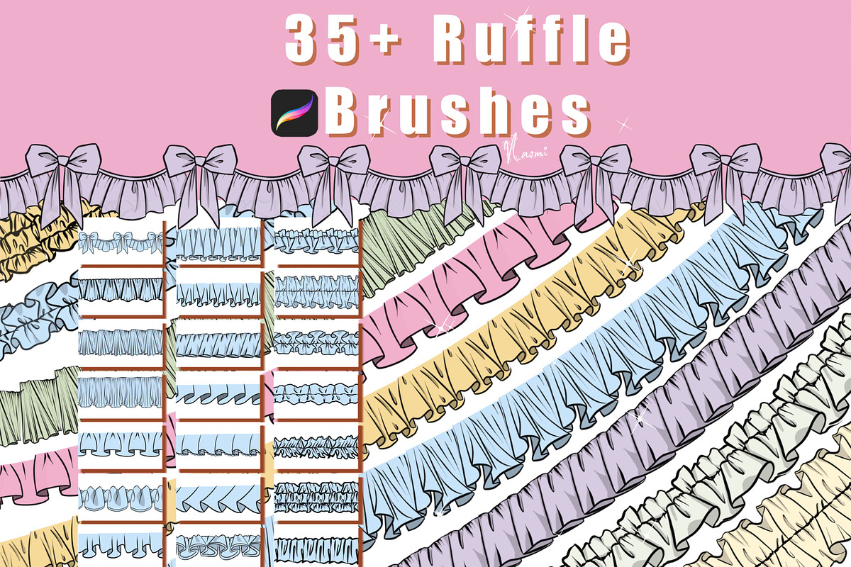 Ruffle Brushes For Procreate, a Brush Add-On by NaomiArts (Photo 1 of 4)