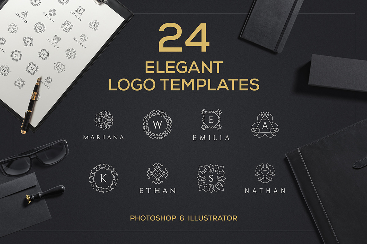 24 Elegant Logo Templates, a Branding & Logo Template by Sarten (Photo 1 of 7)