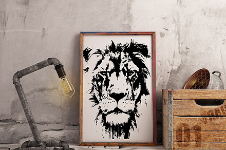 Hand drawn wild Lion