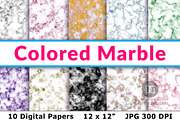 Colored Marble Digital Papers, a Pattern Graphic by The Digital Download Shop (Thumbnail 1 of 4)