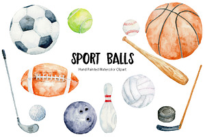 Watercolor Sport Balls