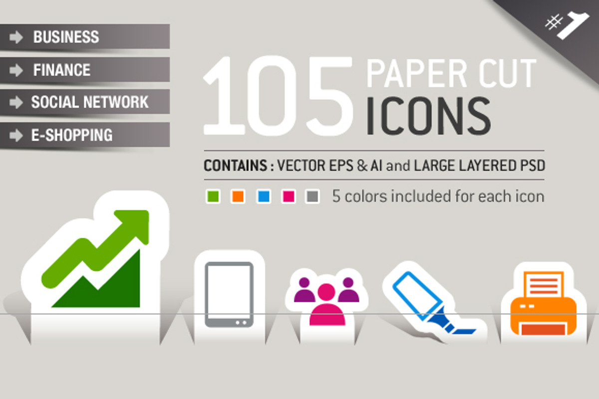 105 Papercut Icons