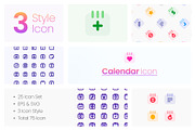 3 Styles Calendar Icon Pack, an Outline Icon by hafizhhapis (Thumbnail 1 of 4)