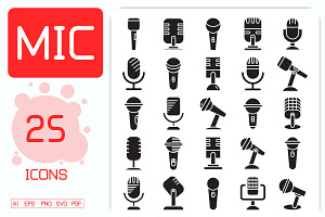 Microphone Icons Set, a Solid Icon by Designfour