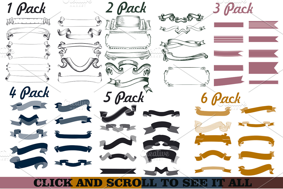 Pack of ribbon brushes preview 2