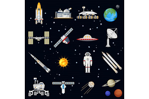 Vector Exploring Space Icons.