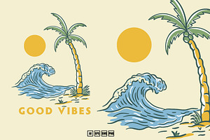 Good Vibes Summer, an Illustration by kalehstudio