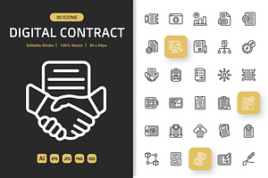 Digital Contract Icons, an Icon by Spacepixel Creative