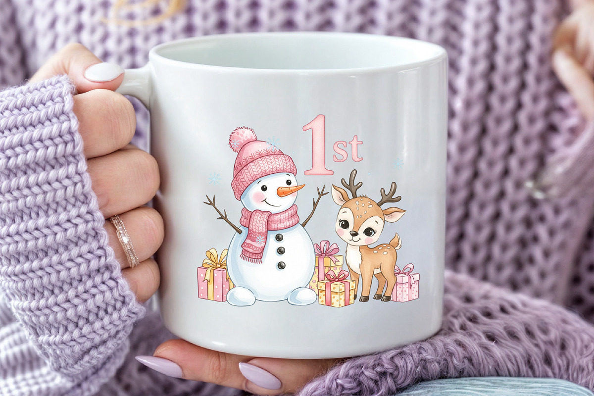 Pink Snowman Baby First Christmas, an Illustration by Craft Nest (Photo 5 of 6)