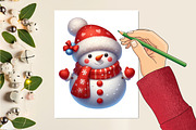 Cute Christmas Cute Snowman Clipart, a Seasonal Illustration by Craft Nest (Thumbnail 2 of 5)
