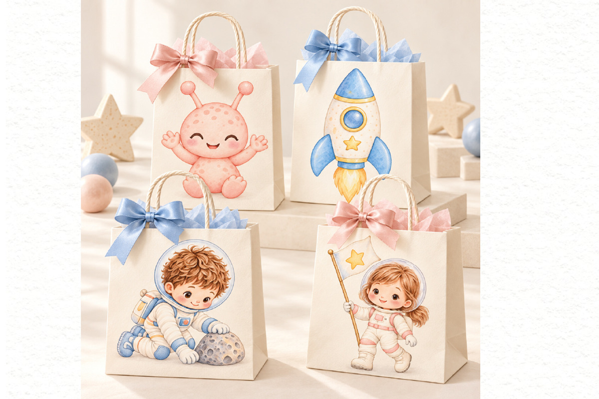 Watercolor Astronaut Clipart Bundle, a Person Illustration by Villa 11 Estudio (Photo 6 of 7)