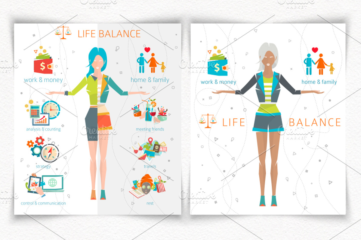 Infographics: Woman Life Balance, a Healthcare Illustration by ArtoJoy