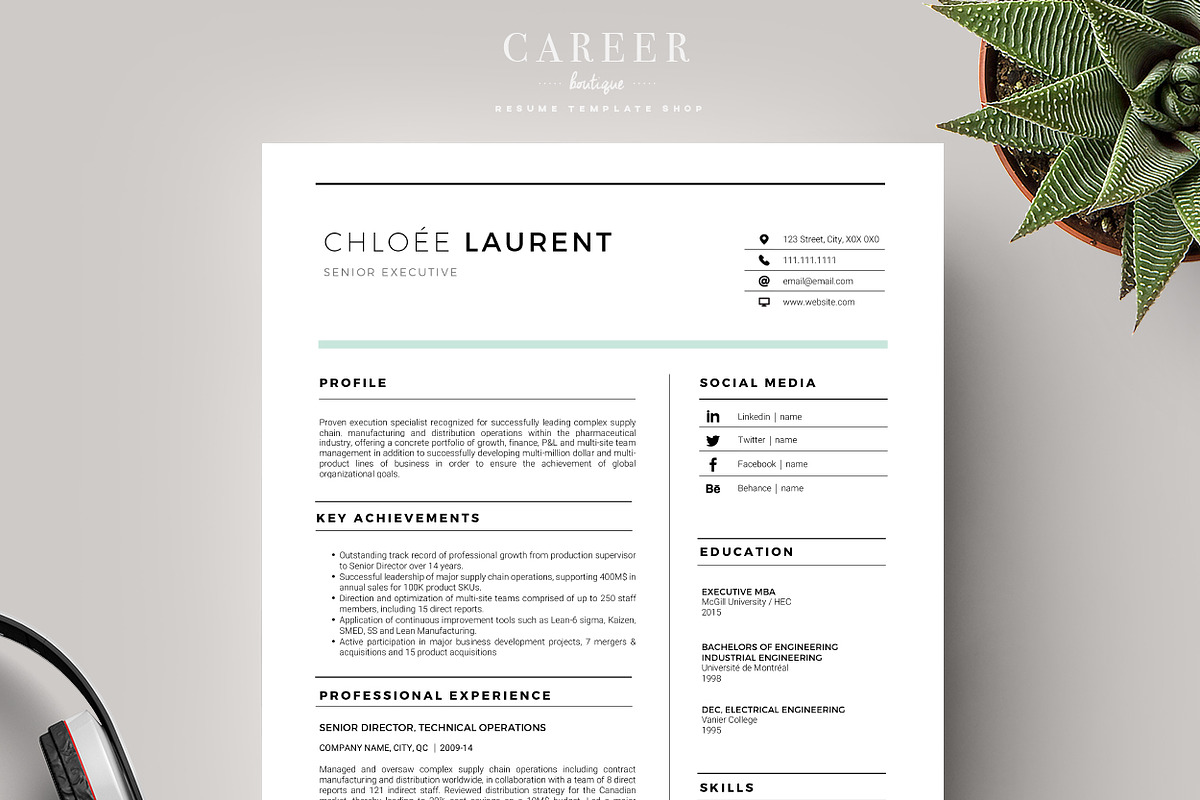 Modern Resume & CoverLetter Template, a Resume Template by careerboutique (Photo 1 of 6)