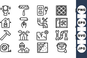 Home Repair Tools Icon Set, an Illustration by designvectx